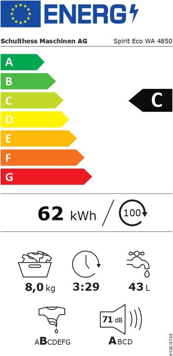 Energie-Label Schulthess Spirit Eco WA 4851 (8 kg, Links)