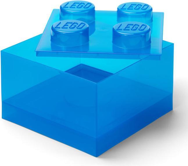 LEGO Storage Brick 4 Top Lid Translucent Blue