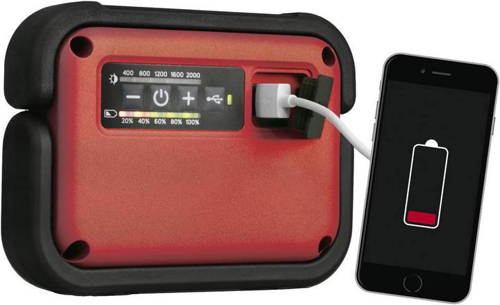 Actual product image 4K5 Robust LED construction spotlight with good luminosity and integrated power bank, suitable for use (2000 lm)