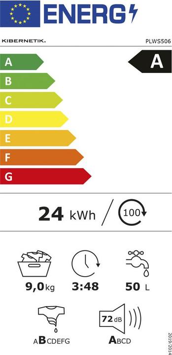 Energie-Label Kibernetik CEW506 Waschmaschine 9kg Titan (9 kg)
