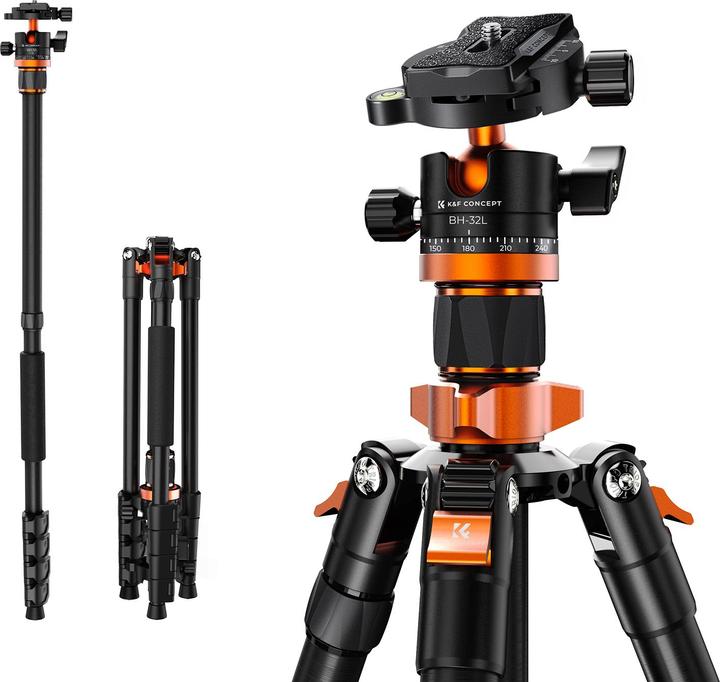 Actual product image K&F Concept K255A7+BH-32L Magnesium Aluminum Alloy Tripod (Metal)