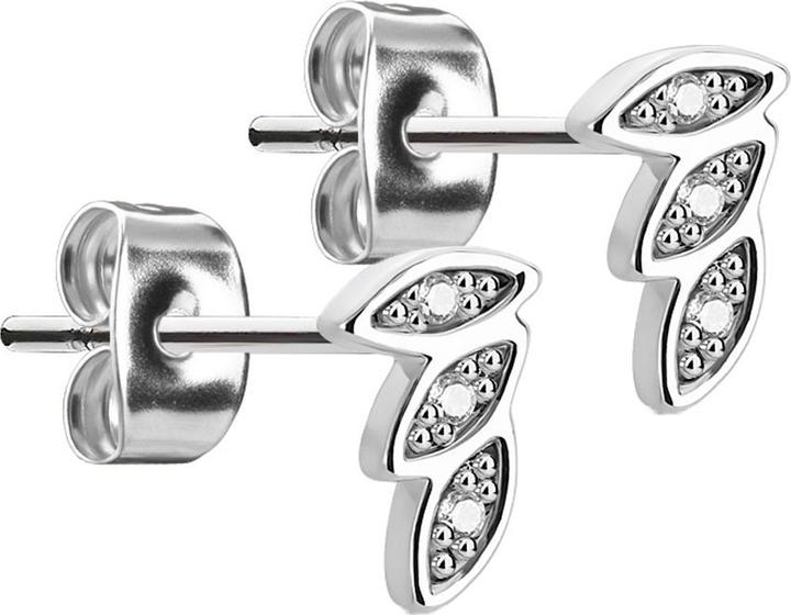 Immagine prodotto Star Piercing Orecchini a perno tre piume in argento con cristallo in argento (Ottone, Acciaio chirurgico 316L)