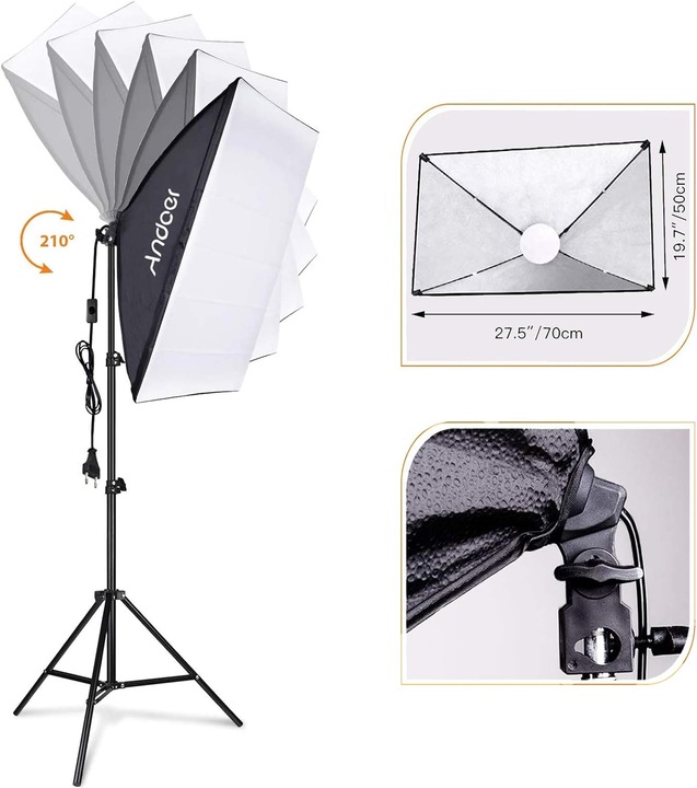 Image du produit Andoer Kit d'éclairage softbox 85 W (Boîte à lumière)