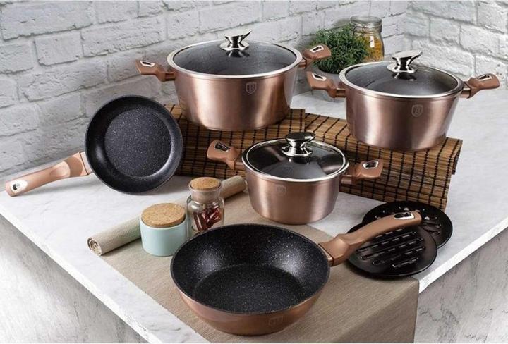 Produktbild BerlingerHaus GRANITE POT SET BH-6161 ROSE GOLD 17 ELEM. (Pfannenset + Topfset, Aluminium)
