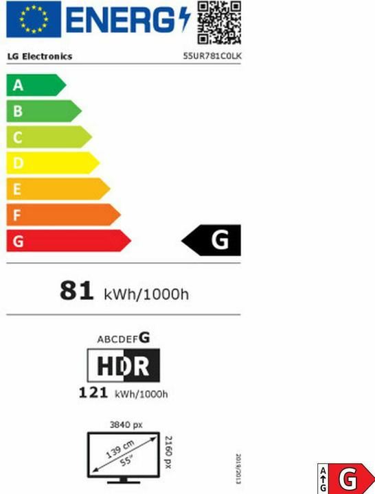 Energie-Label LG 55UR781C0LK (55", UR78, LED, 4K, 2023)