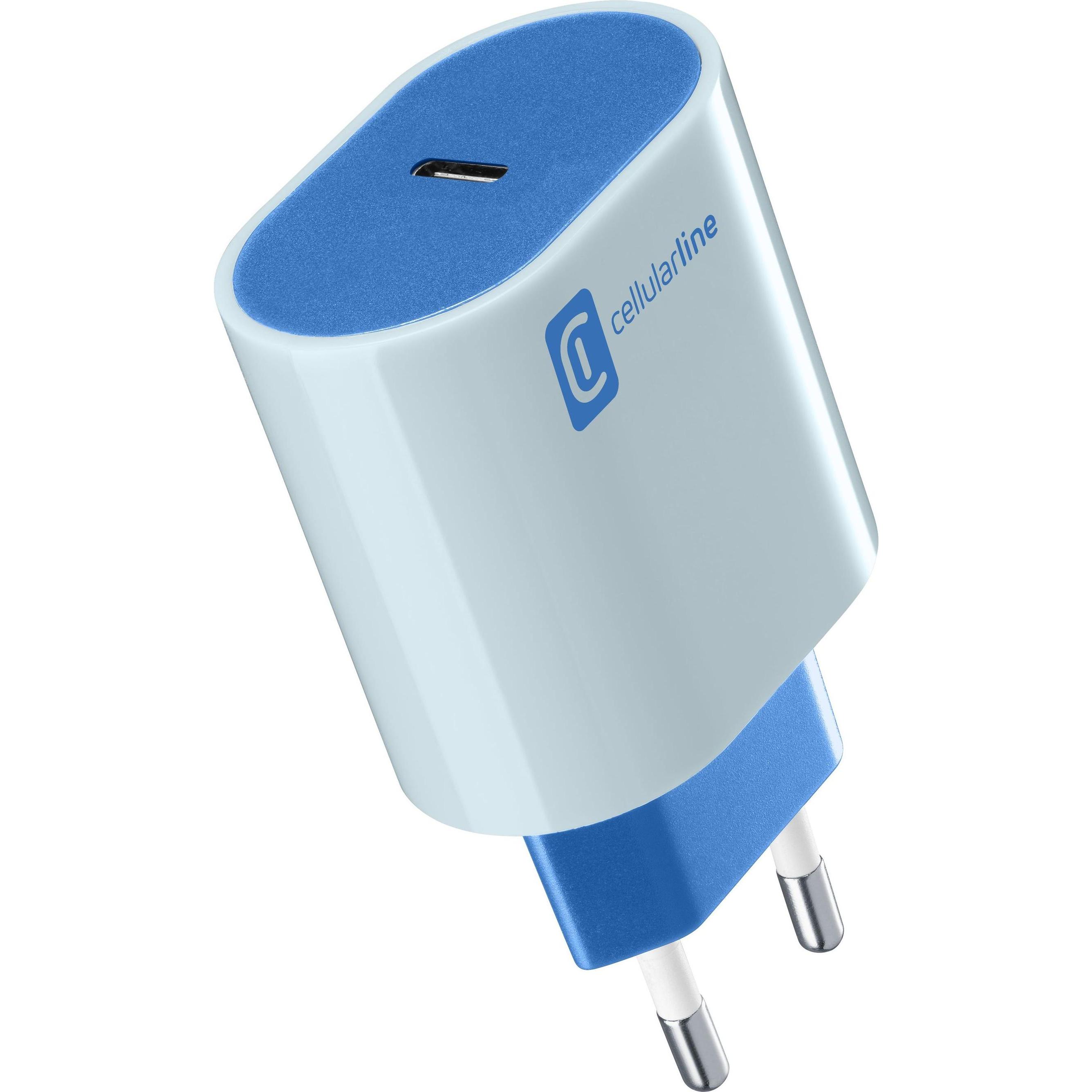 Cellularline USB-C Charger #Stylecolor - Universal (20 W), USB Ladegerät, Blau