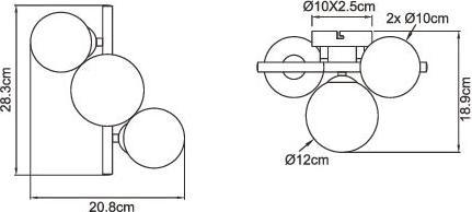 Actual product image Globo Wall lamp Riha black 3xG9 LED (80 lm, G9)