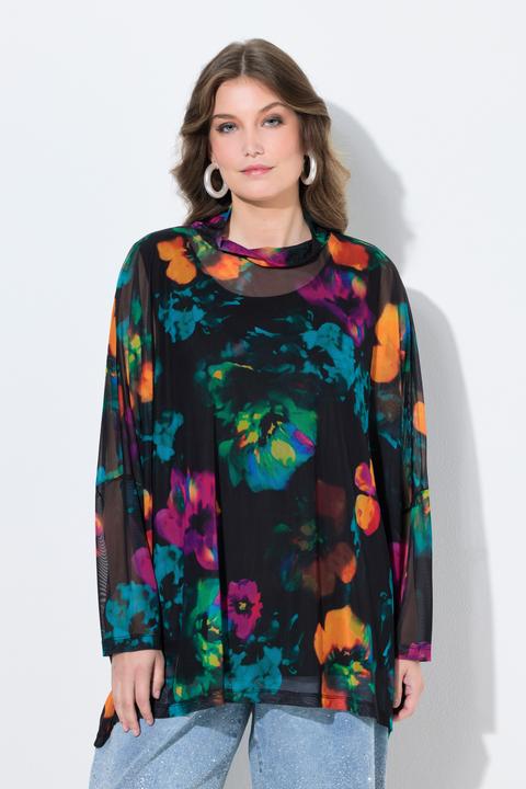 Produktbild Miamoda Mesh-Bluse, oversized, Blüten-Muster (46, 48)