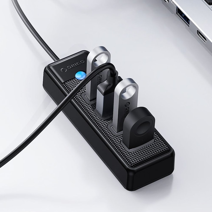 Produktbild Orico Converter Hub PW4U-U3 USB-A / 4x USB-A 3.0 - black (USB-A, 4 Ports)