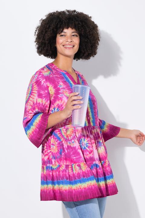 Produktbild Angel of Style Tunika, Blütenmuster, Stehkragen, Knopfleiste, 3/4-Ärmel (46)
