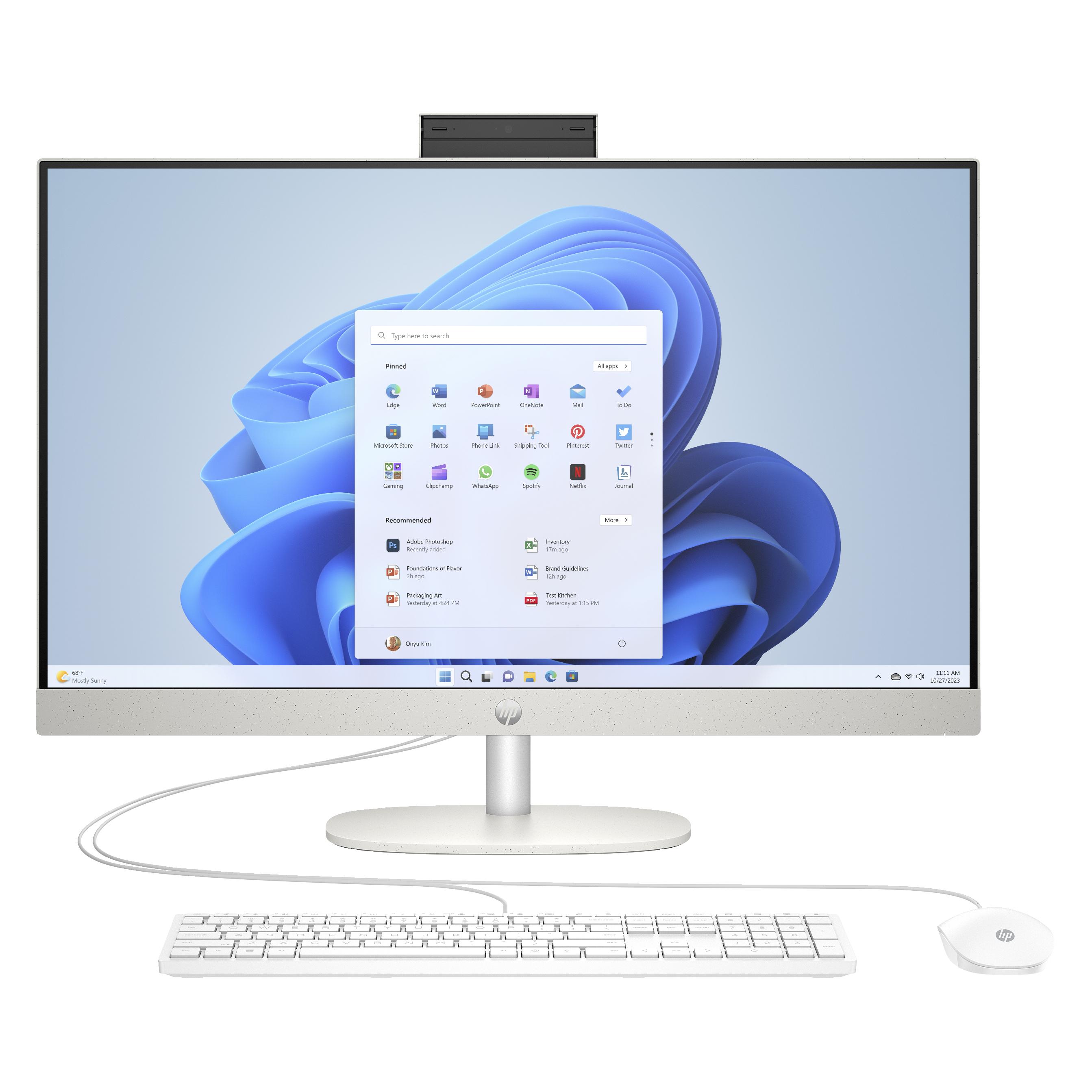 HP 27-cr0005ng (512 GB, 8 GB, AMD Ryzen 3 7320U), PC, Weiss