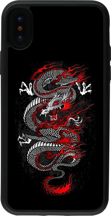 Produktbild PhoneLook Hülle Silikon schwarz Japanese style Dragon Tattoo Red Black (Apple iPhone XS, Apple iPhone X)