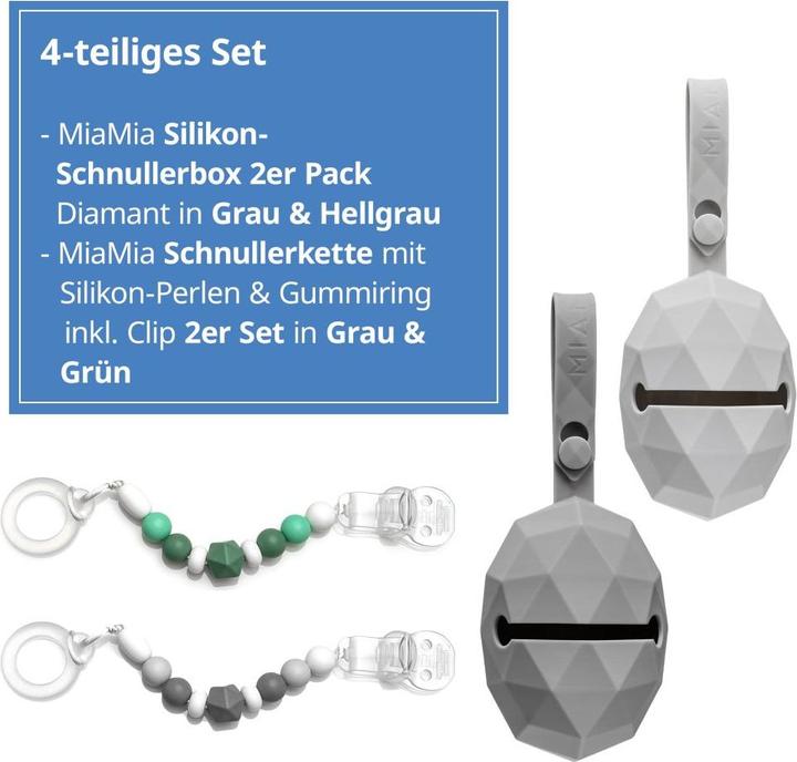 Produktbild MiaMia 4-tlg. Schnuller-Zubehör-Set - 2x Silikon-Schnullerbox Schnullerboxen