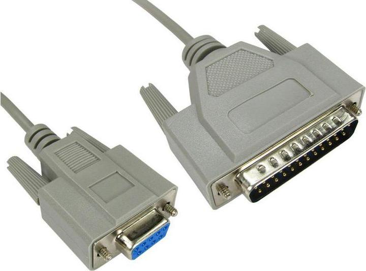 Produktbild RS PRO Serielles Kabel / 25-polig, D-Sub Stecker / 9-polig, D-Sub Buchse, 2m, Grau (2 m)