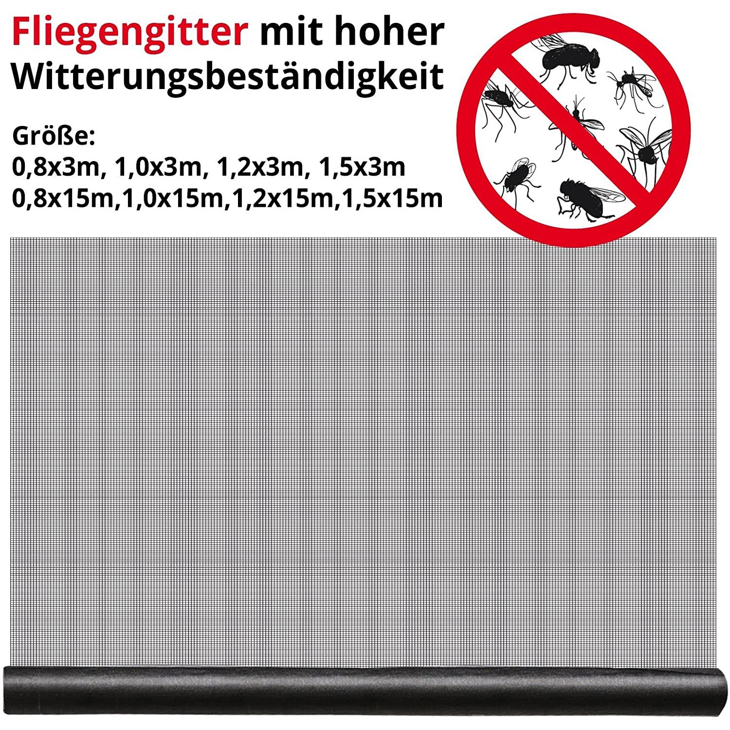 Casa Pura, Fliegengitter, Fliegengitter Fiberglas mit Kunststoffbeschichtung 1,5x15 m