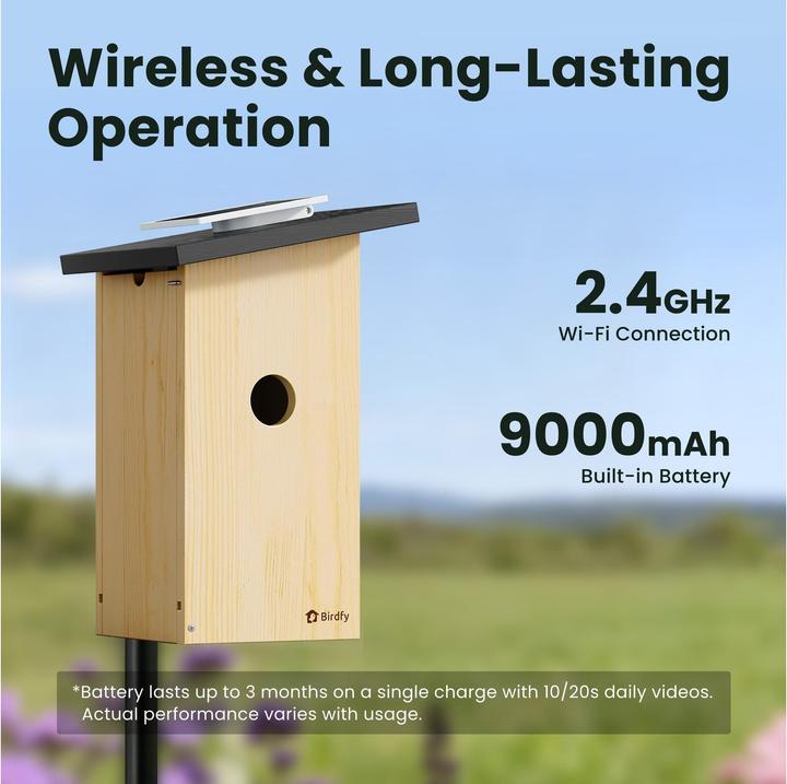 Actual product image Birdfy Nesting box with camera and solar