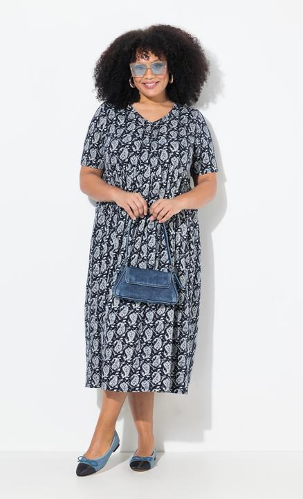 Produktbild Ulla Popken Maxikleid, A-Linie, V-Ausschnitt, Halbarm, Taschen (68)