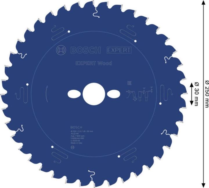 Produktbild Bosch Professional Zubehör Kreissägeblatt Expert for Wood, 250 x 30 x 2,4 mm, 40