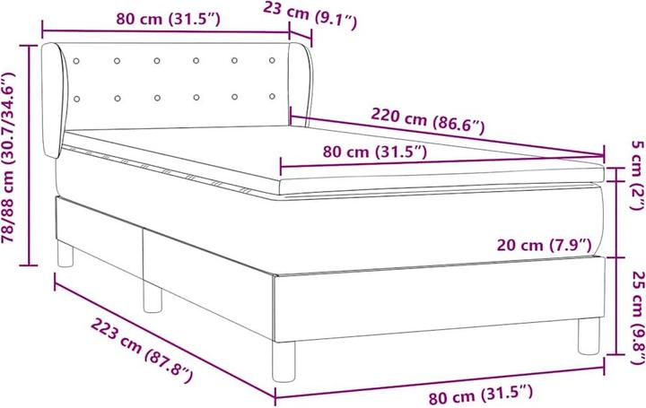 Immagine prodotto vidaXL Boxspringbett (80 x 220 cm)