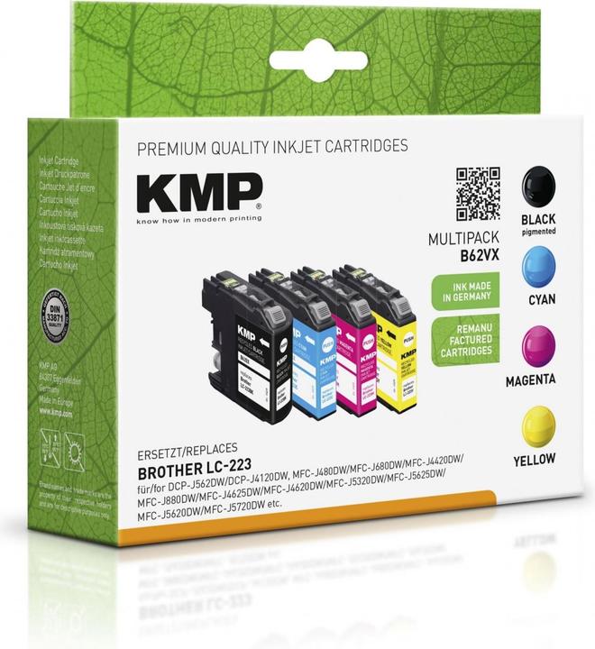 Actual product image KMP Tinte replaces LC223VAL (C, FC, M, Y)
