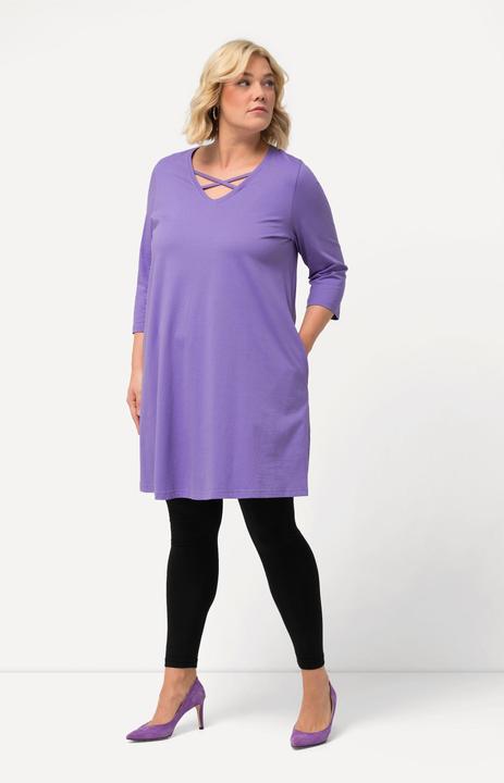 Produktbild Ulla Popken Longshirt, Zierbänder, A-Linie, V-Ausschnitt, 3/4-Arm (46, 48)