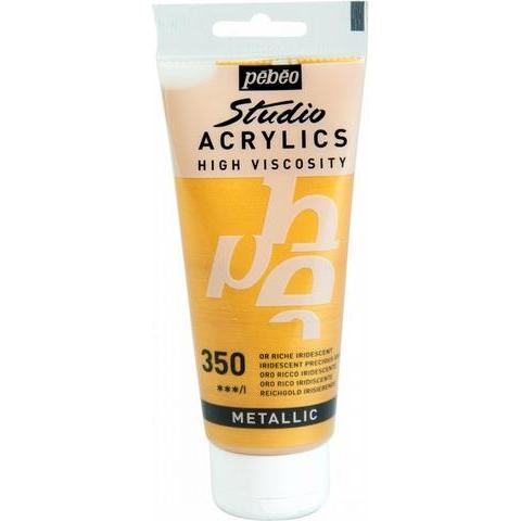 Pebeo, Künstlerfarbe + Bastelfarbe, Studio Acrylics Feine Acrylfarben (Reichgold, 100 ml)