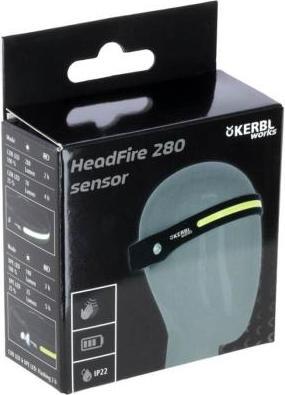 Produktbild Kerbl LED Kopflampe HeadFire 280 sensor mit Sensor, wiederaufladbar, 0,8 mAh (280 lm)