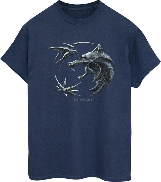 Actual product image Netflix Womens/Ladies The Witcher Wolf Logo Cotton Boyfriend T-Shirt (XL)