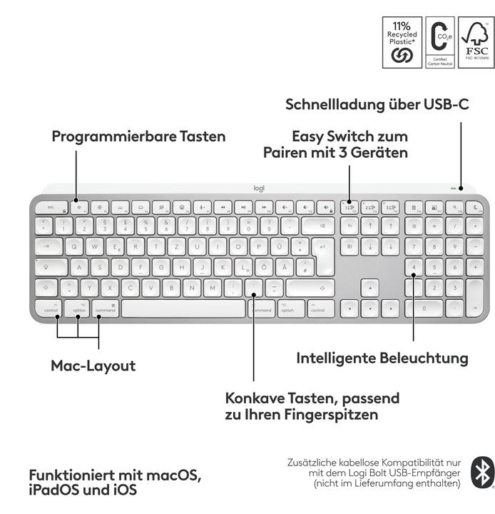 Produktbild Logitech MX Keys S for Mac (DE, Kabellos)