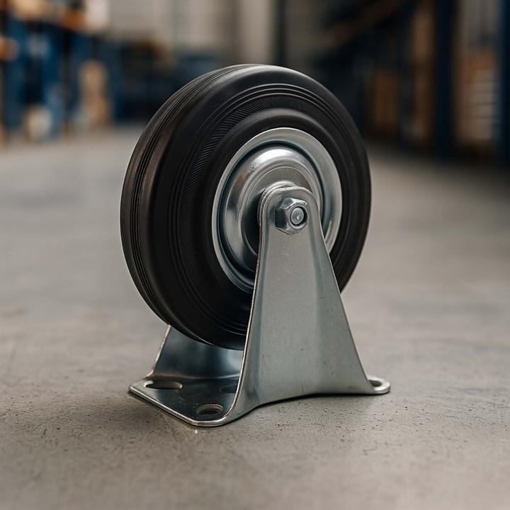 Produktbild Wiltec Bockrollen Set 4x Transportrolle Vollgummirad 160mm 130kg Metallfelge