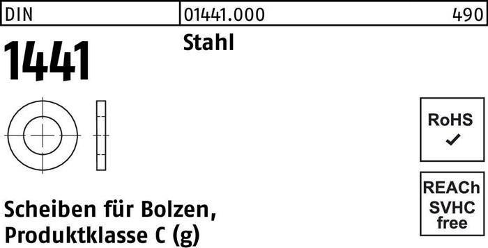Produktbild Scheibe DIN 1441 f.Bolzen 37 x 52x 6 Stahl