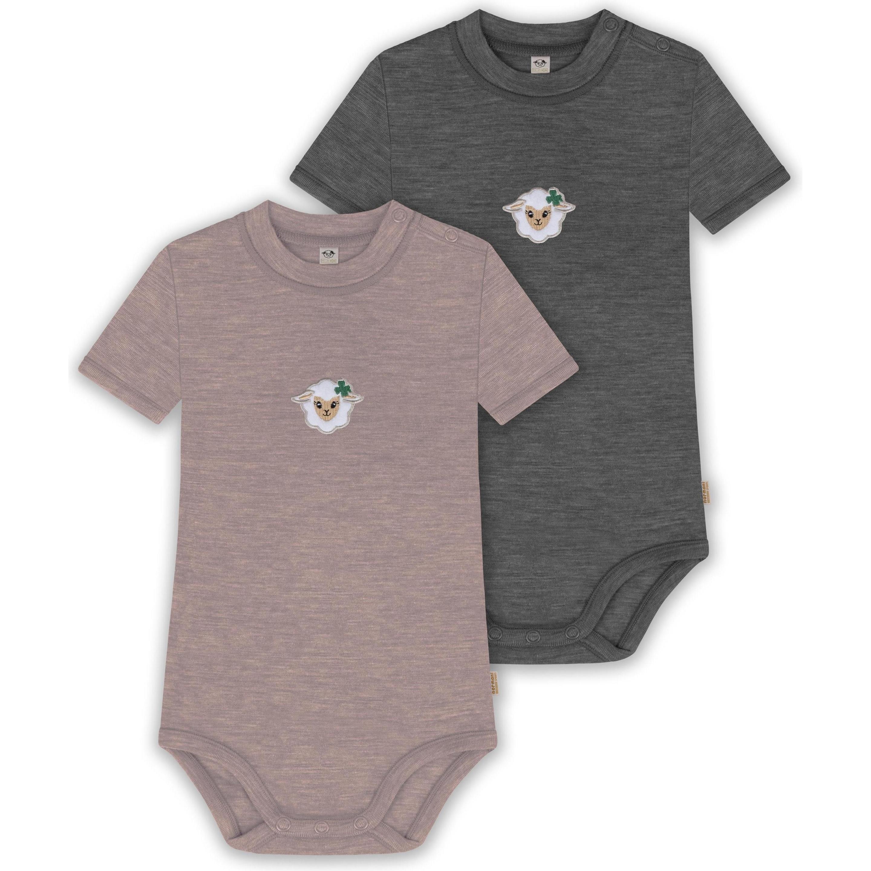 Normani, Herren, Body, 2er Set Baby Merino Kurzarmbody „Tihoi" - 9321, Rosa, (74)