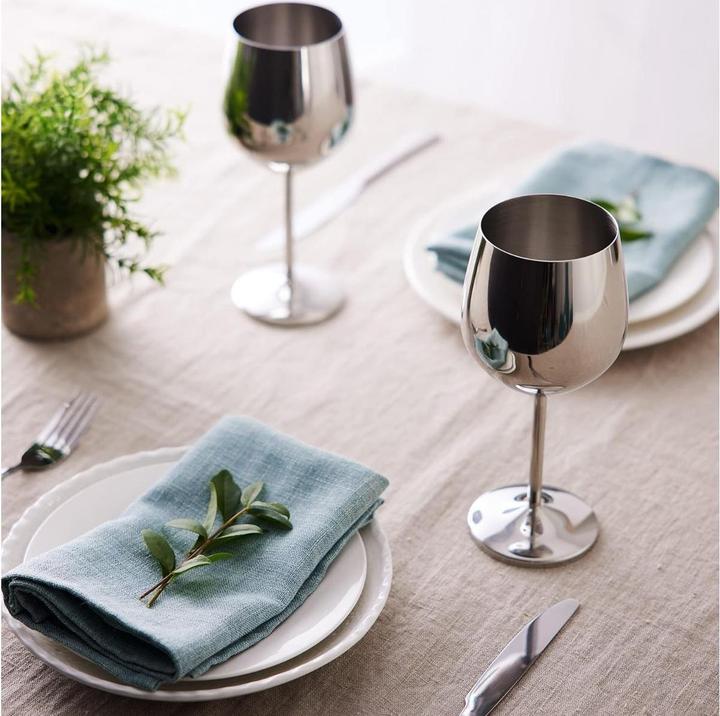 Actual product image Oak & Steel Stainless steel wine glasses silver set of 4 (50 cl, 4 Glasses, Wine glasses set)