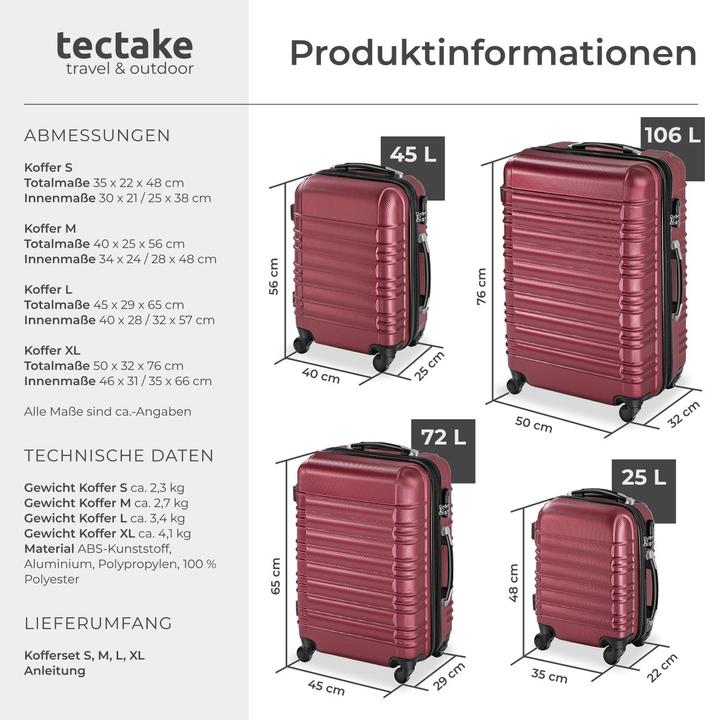 Immagine prodotto tectake Set di valigie rigide (106 l)