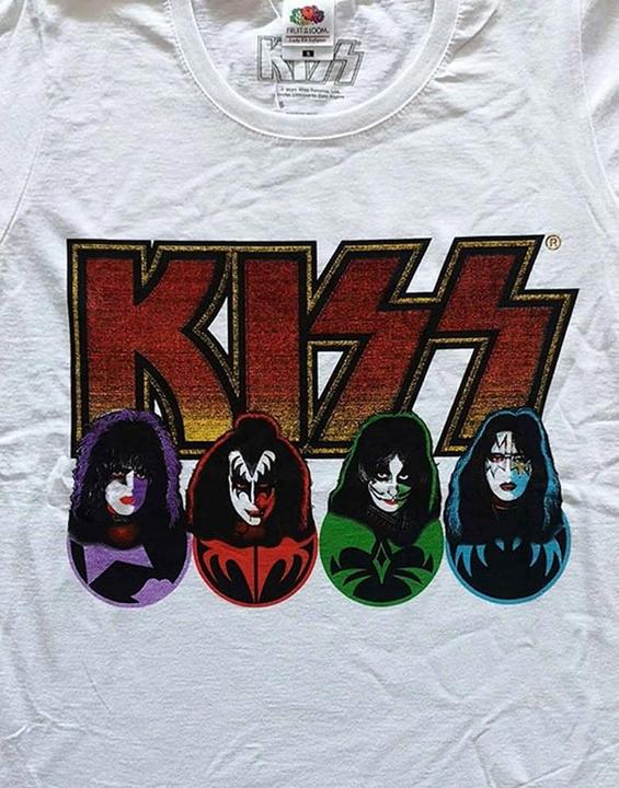 Immagine prodotto KISS Maglietta da donna/ragazzo in cotone con logo, facce e icone (M)