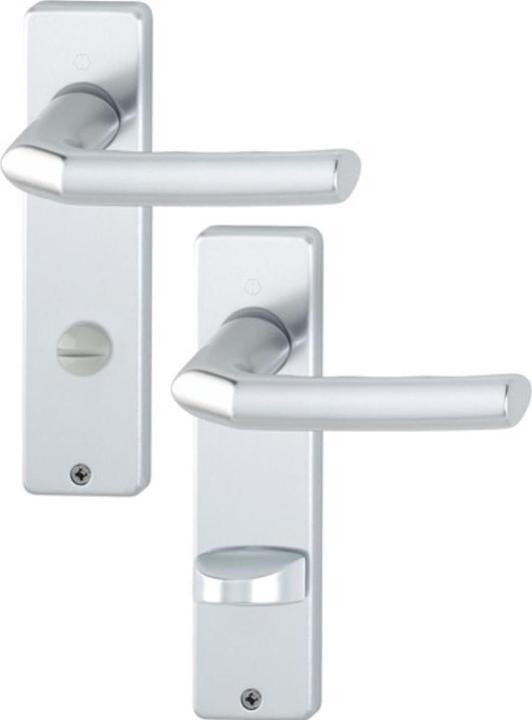 Produktbild Hoppe Kurzschildgarnitur Birmingham 1117/202KP Aluminium F1 SK/OL eckig Drückergarnitur (Türschildgarnitur)