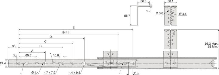 Produktbild Accuride Tastaturauszug DZ2109 - Tastatur Auszug 300mm Keyboard Teilauszug