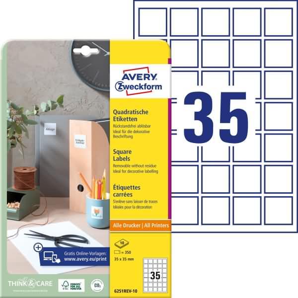 Actual product image Avery Square labels, removable