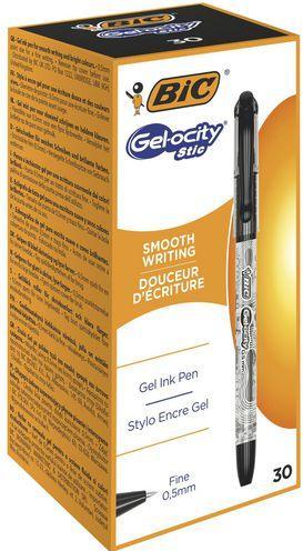 Productafbeelding Bic Gel-ocity Stic Gelpen zwart Doosje 30 stuks. (Transparant, Zwart, 30x)