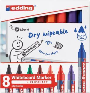 Edding Whiteboardmarker (Orange, Violett, Grün, Blau, Schwarz, Rot, Braun, 3 mm, 8 x)