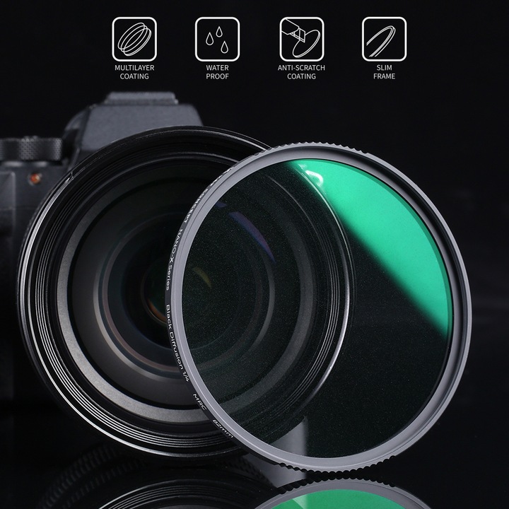 Image du produit K&F Concept Filtre K&F Filter Diffuser HD Black Mist 1/8 K&F 46mm 46 mm (46 mm, Filtre Black Mist)