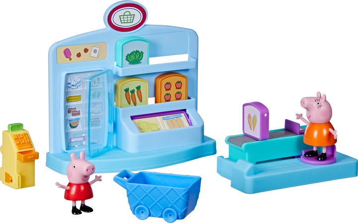 Actual product image Hasbro Peppa's Adventures Peppa goes shopping, preschool toy with 2 figures and 8 accessoi...
