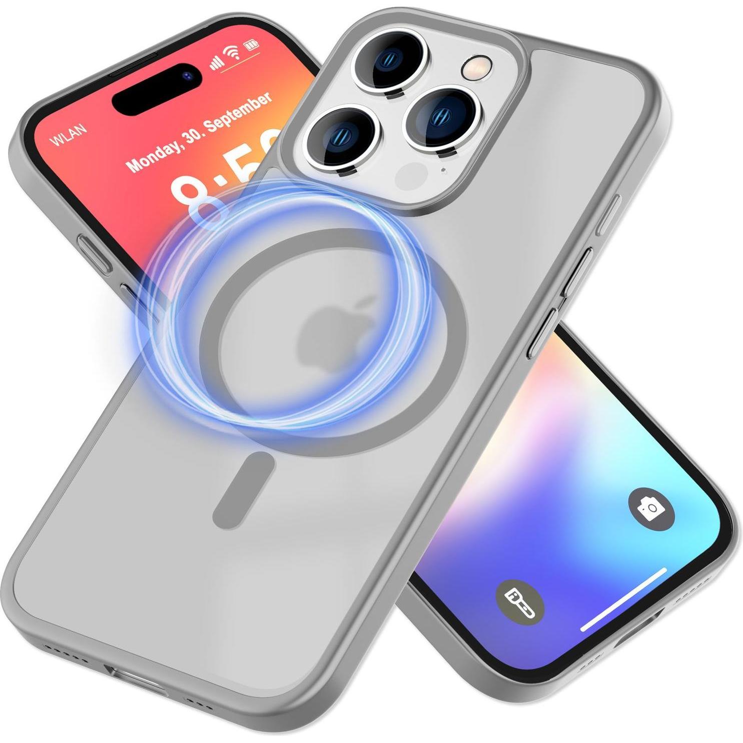 Nalia Matte Hybrid Hülle mit MagSafe Funktion (Apple iPhone 16 Pro Max), Smartphone Hülle, Grau
