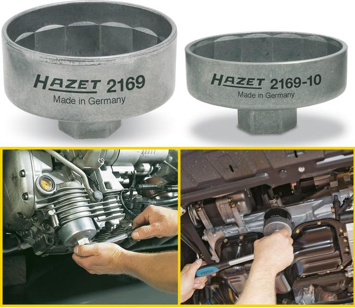 Produktbild HAZET Ölfilter-Schlüssel 2169 ∙ Vierkant10 mm (3/8 Zoll) ∙ Aussen 14-kant Profil ∙ 82 mm