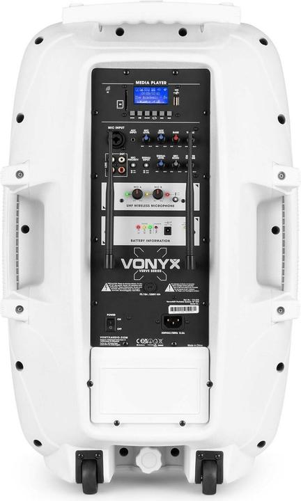 Immagine prodotto Vonyx geluidsinstallatie - Verve46 - Altoparlante bluetooth con due microfoni - 1000W - Wit (Attivo, 1x 1000 W)
