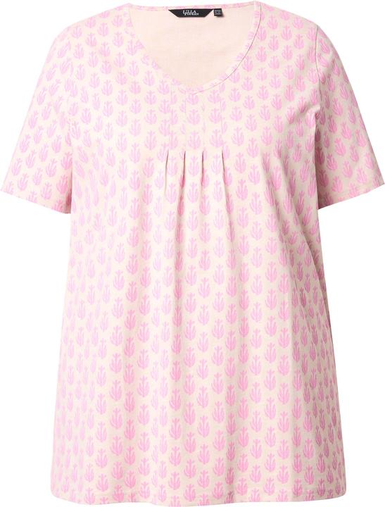 Actual product image Ulla Popken Cactus Print Short Sleeve V-Neck Tee (58)