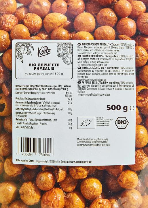 Actual product image KoRo Organic dried physalis (500 g)