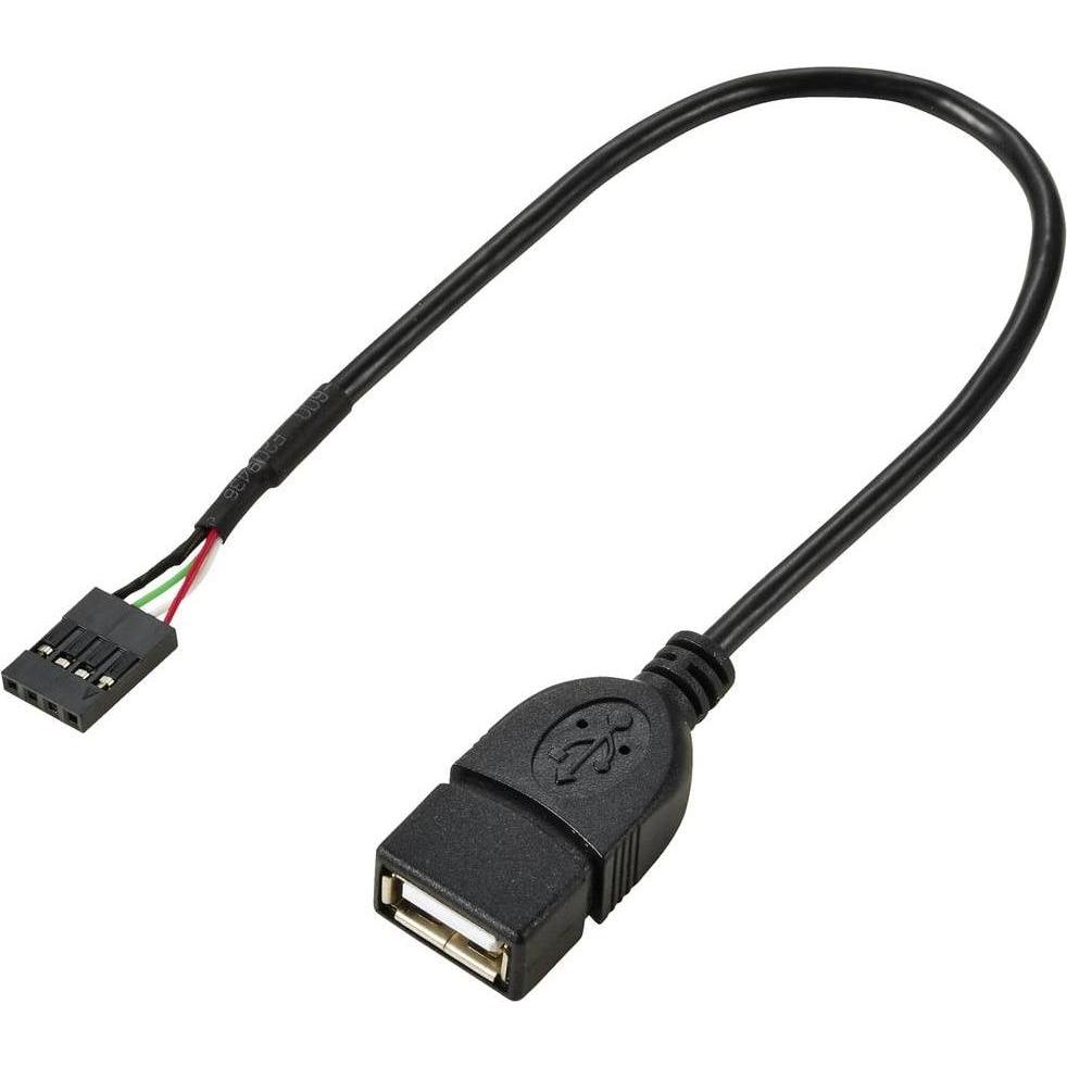 Renkforce USB-Kabel USB 2.0 Pfostenstecker 4pol., USB-A Buchse 0.20 m Schwarz R (0.20 m, USB 2.0), USB Kabel