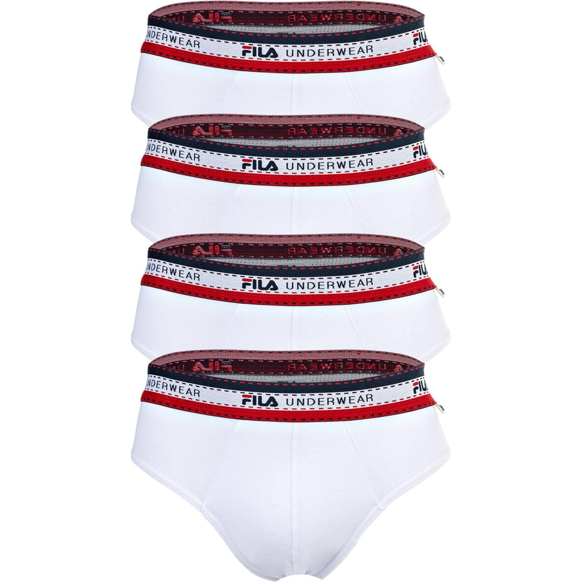 FILA, Herren, Unterhosen, Slip Casual Stretch, Weiss, (L, 4er Pack)