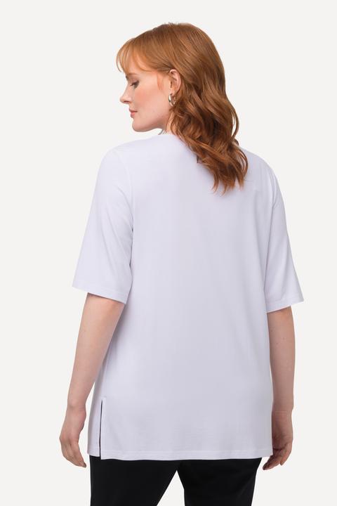 Image du produit Ulla Popken T-shirt doublé à l'avant, col V et manches courtes (58)